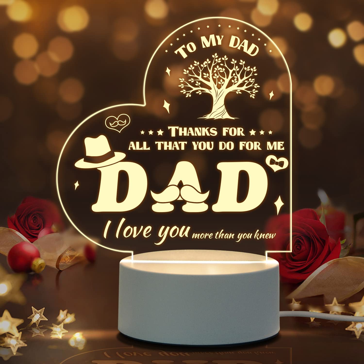 Regalos para papá de hija, el mejor regalo de Navidad para papá, regalos  para mi papá, luz nocturna con palabras cálidas, regalos geniales para  papá