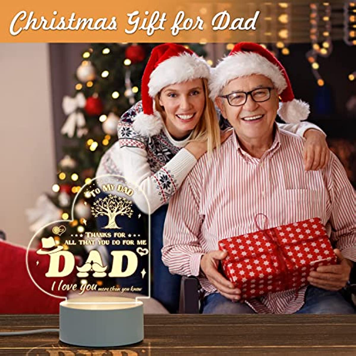 Regalos para papá de hija, el mejor regalo de Navidad para papá, regalos  para mi papá, luz nocturna con palabras cálidas, regalos geniales para  papá