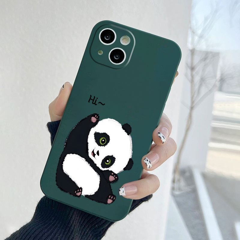 TEMU Силіконовий чохол з пандою для iPhone 14, 13, 12, 11 Pro Max, XS Max, X, XR, 8, 7, 6, 6S Mini, Plus, SE 2022 – Зелений антиударний чехол у