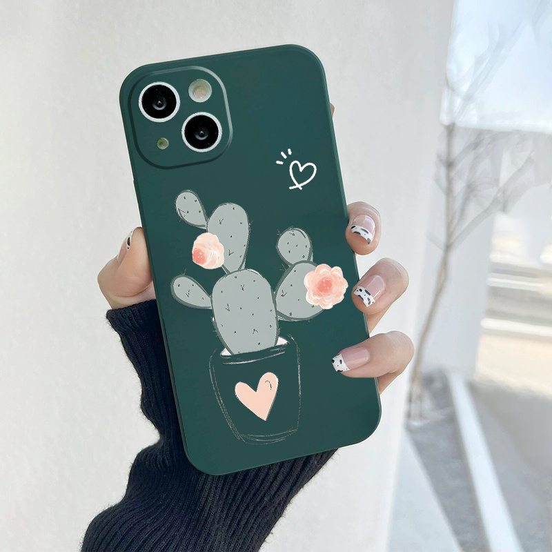 Plant Cactus Phone Case Cover for iPhone 15 14 13 12 Pro Max XR XS X 11 7 8  Plus 13 Mini Silicone Soft Fundas Shell Capas Bags