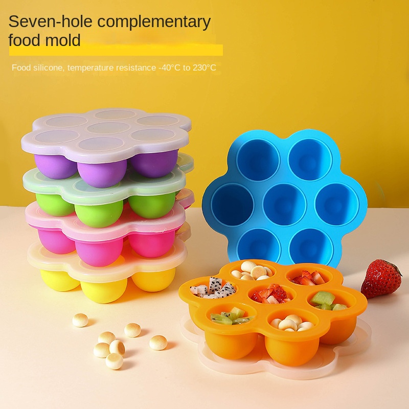 7 Holes Reusable Silicone Baby Food Freezer Tray Crisper Egg Bite