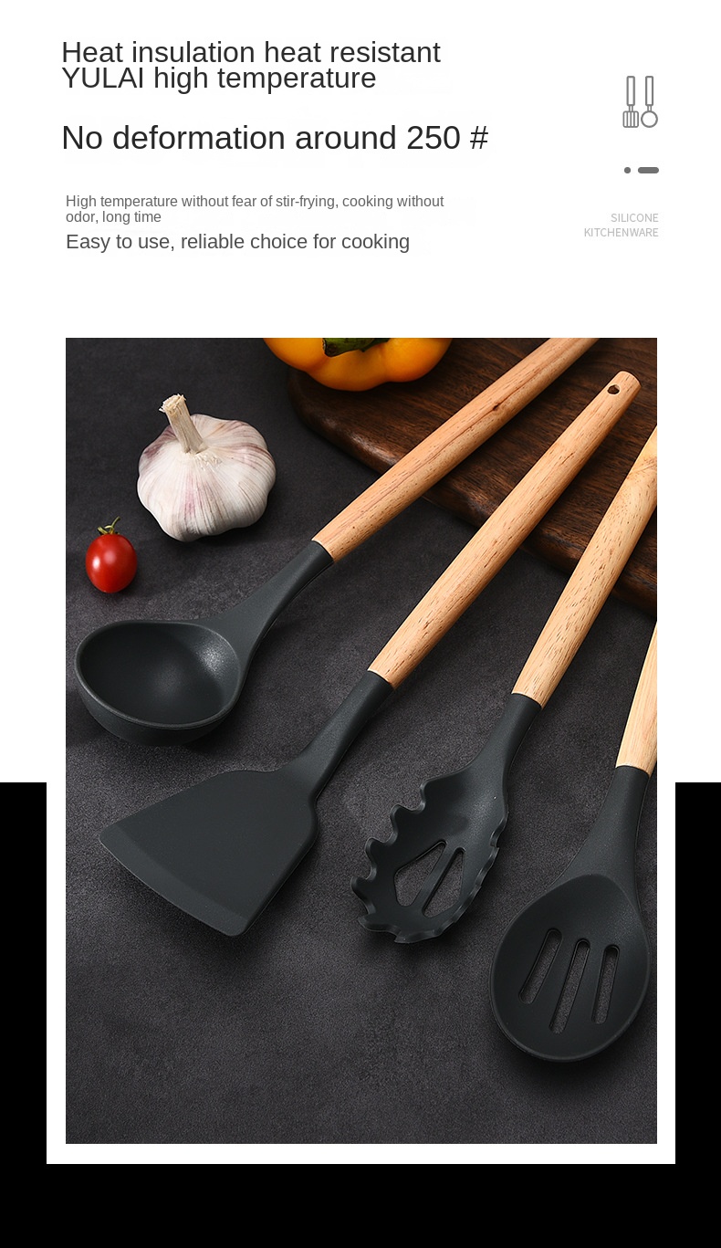 Premium Silicone Cooking Utensils Set With Wooden Handles - Temu