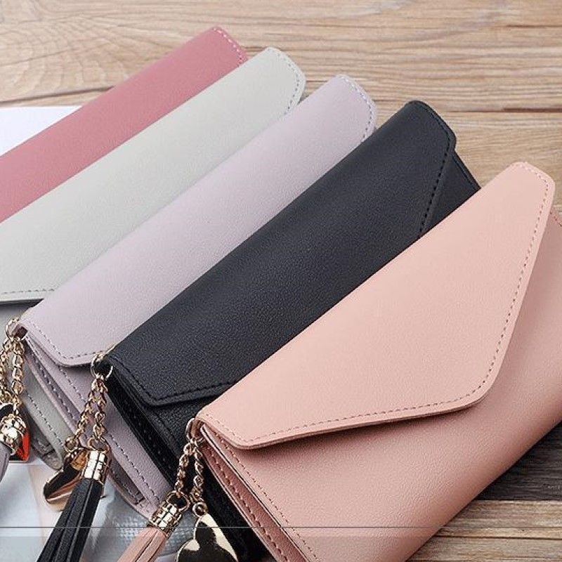 Tassel Decor Long Wallet, Foldable Solid Color Clutch Purse, Simple Mobile  Phone Bag With Card Slots - Temu