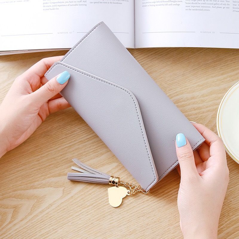 Tassel Decor Long Wallet, Foldable Solid Color Clutch Purse, Simple Mobile  Phone Bag With Card Slots - Temu