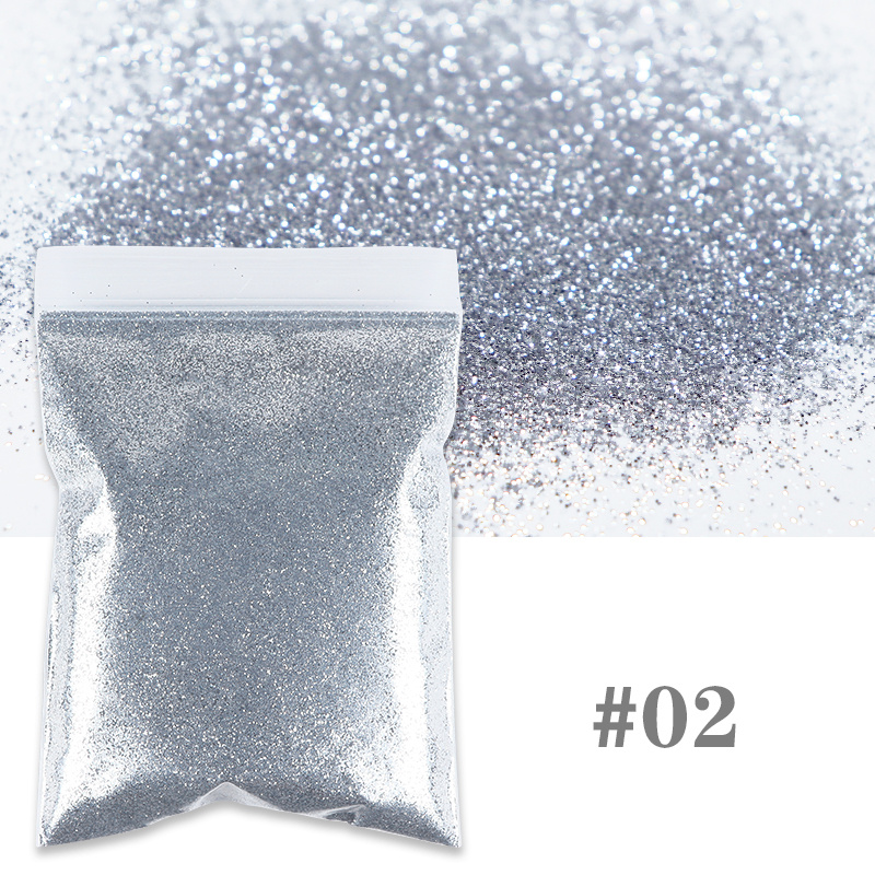 50g Holographic Nail Glitter Powder 0.2mm Sparkly Laser Silver Fine Glitter  Manicure Chrome Pigment Dust DIY Nail Art Decoration