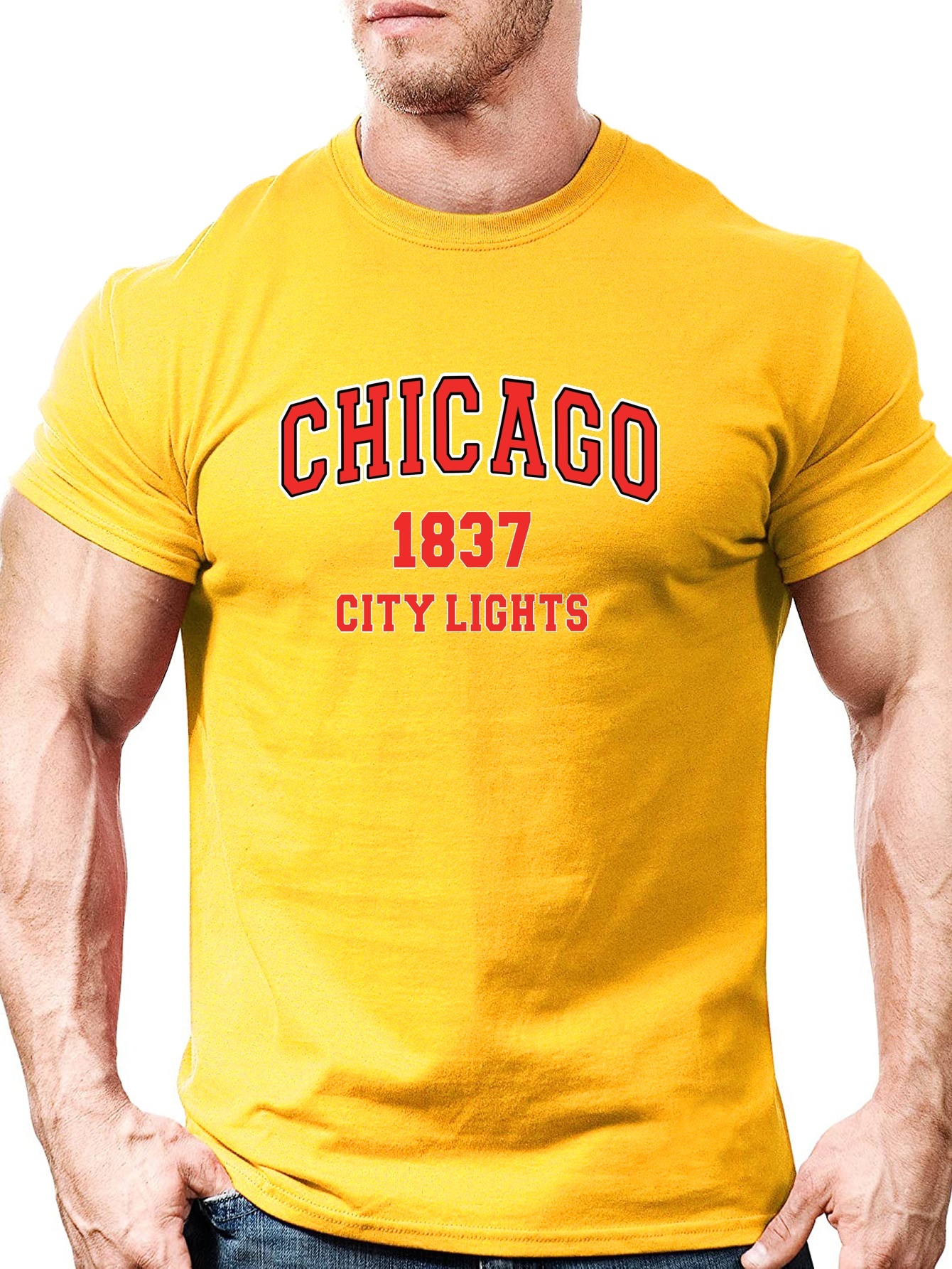 American City Chicago Mens T-Shirts Loose Breathable Tops