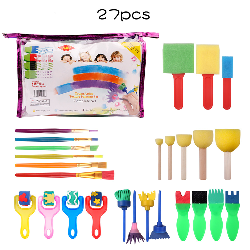  17pcs niños suministro de pintura pinceles kit de pinceles de  pintura, juguete de pintura, juguete de pincel de pintura de esponja para  niños : Juguetes y Juegos