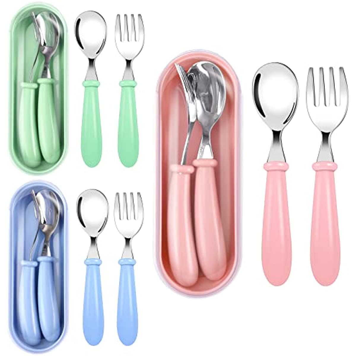 Cute Cartoon Travel Tableware with Case Portable Utensils Cutlery Set  Reusable Flatware Silverware Include Fork Spoon with Case - AliExpress