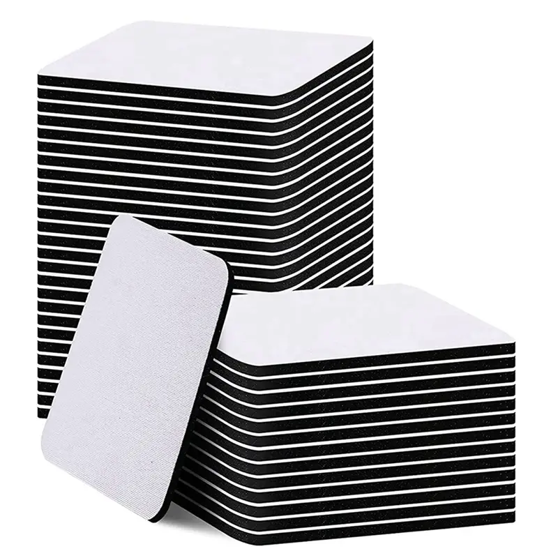 HOT-50Pcs Square Sublimation Coaster Sublimation Blank Cup Coasters Square  Blank Rubber DIY Coasters Heat Transfer