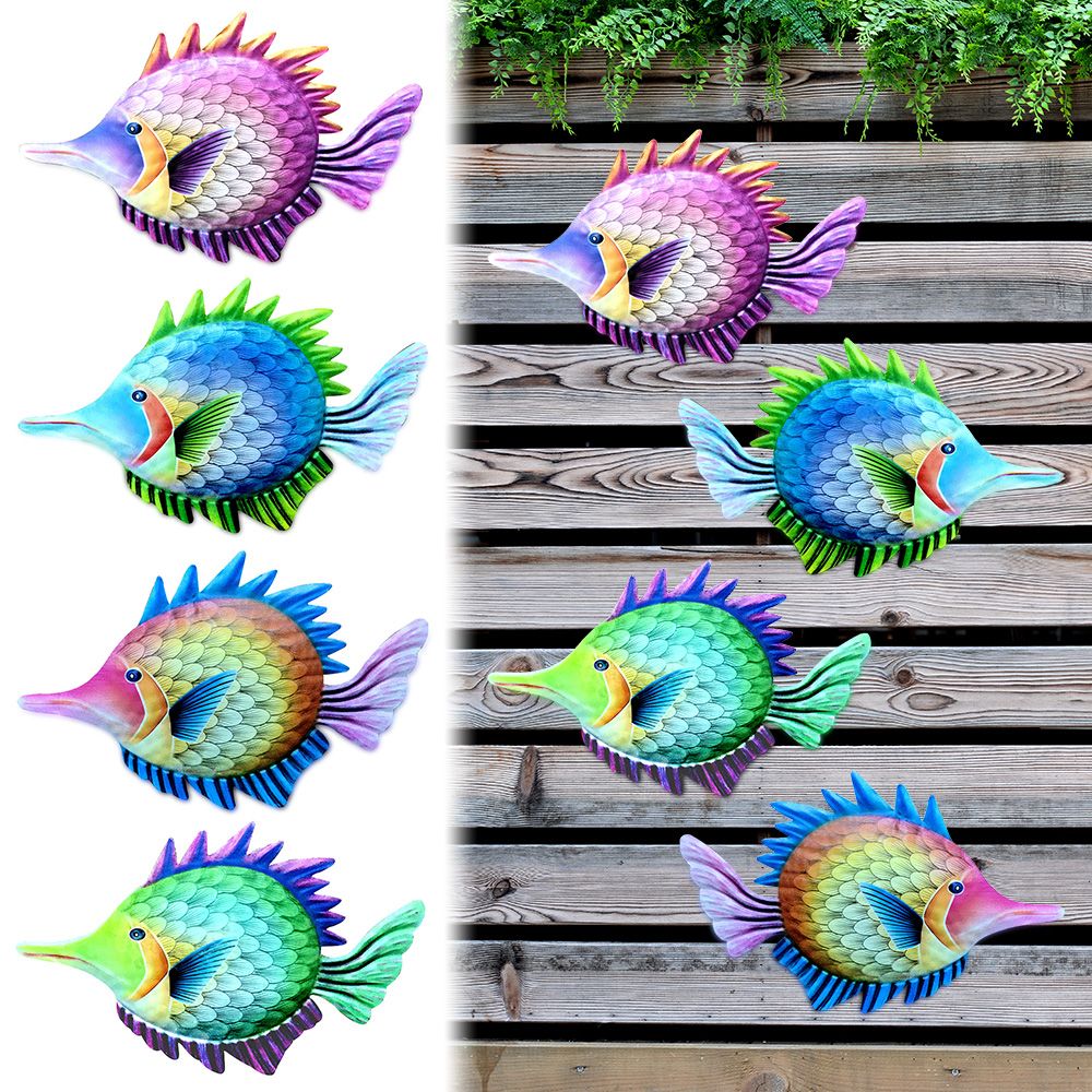 1pc Metal Fish Wall Decoration Garden Craft Hanging Ornament