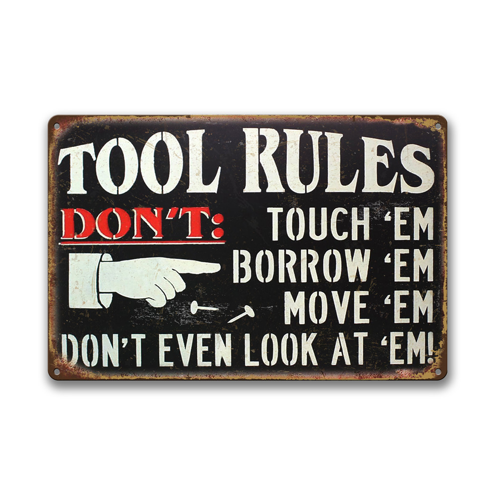 Tool Signs / Tool Rules / Garage Signs for Men / Garage Signs for