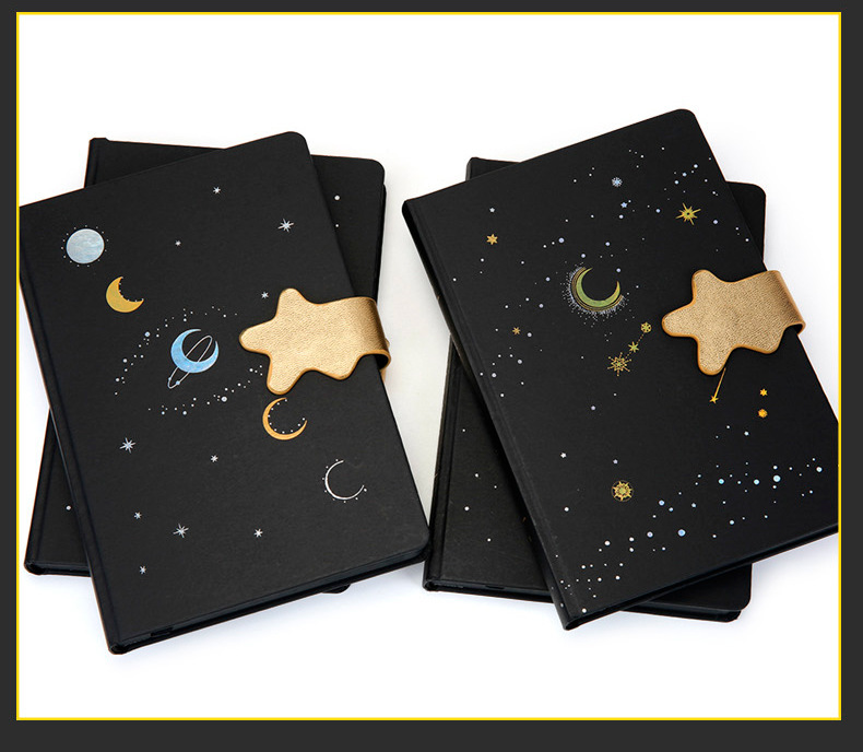 Starry Sky Hard Cover Vintage Journal Notebook Black Paper Diary Notepad  256P