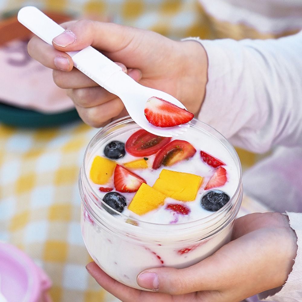 1pc Glass Overnight Oat Cup Portable Yogurt Cup With Spoon And Lid
