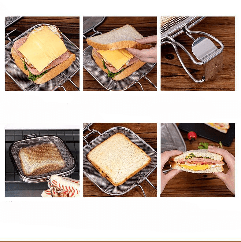 Outil de cuisson léger de grande capacité, attelle de Sandwich facile à  nettoyer, Clip de maille de gril en acier inoxydable, fournitures ménagères