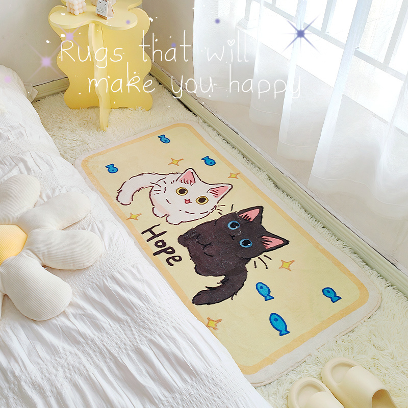 Cute Cat's Carpet INS Cartoon Rug Plush Shaggy Fluffy Irregular