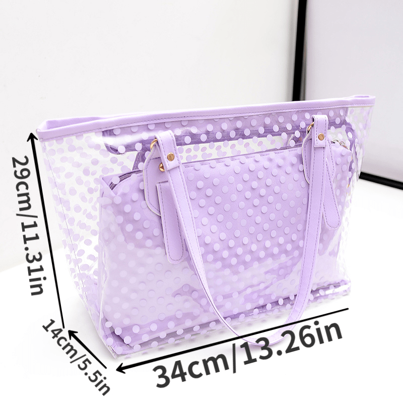 Polka Dot Print Tote Bag, Clear Pvc Shoulder Bag, Waterproof Beach Bag With  Inner Pouch - Temu Saudi Arabia