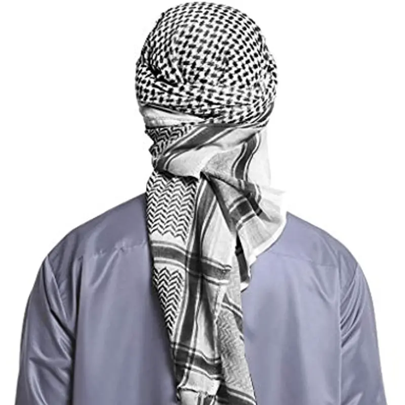 Men's Large Arab Shemagh Headscarf Muslim Headcover Shawl Keffiyeh