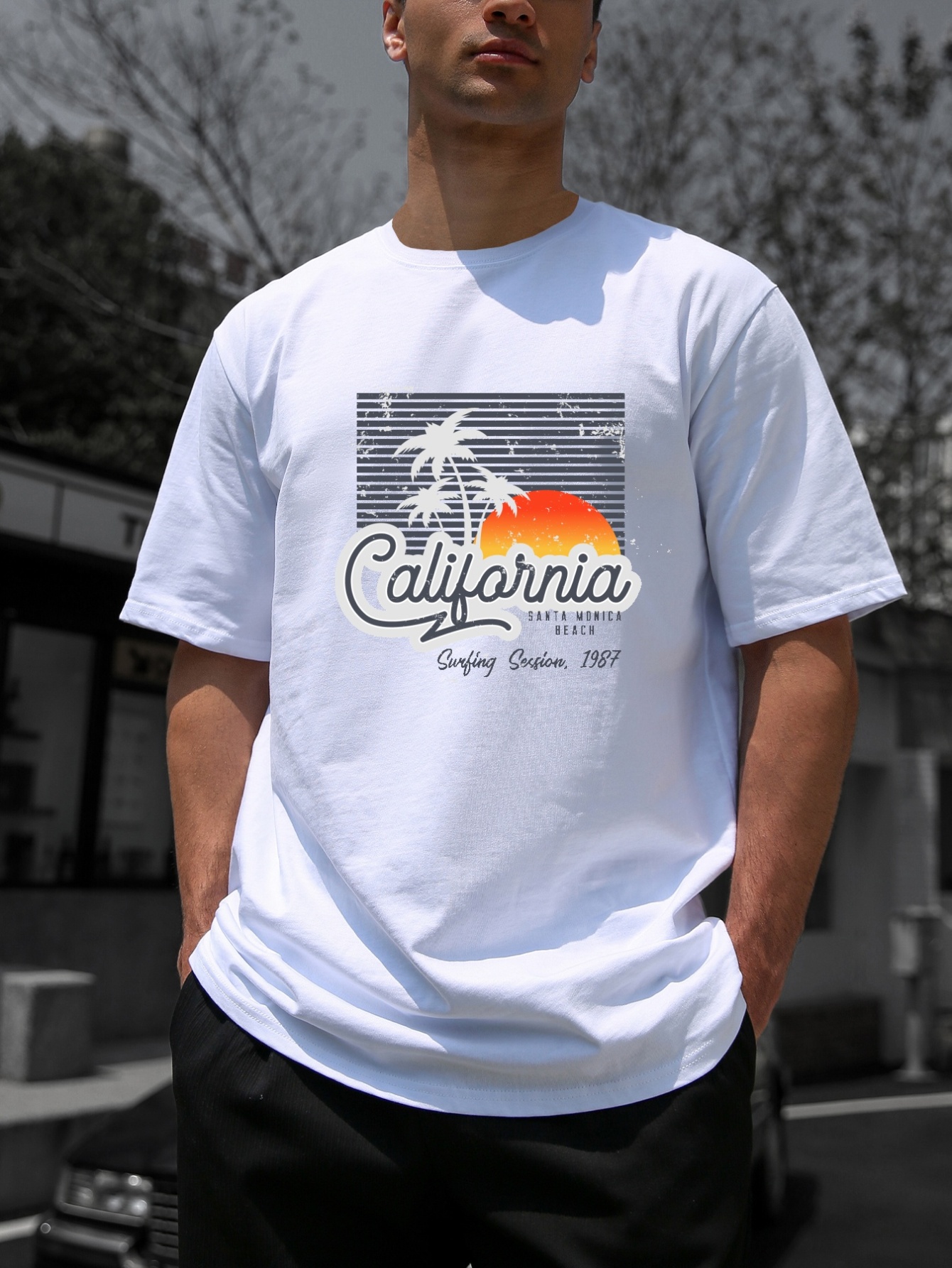 Men's White Graphic & Logo Tees