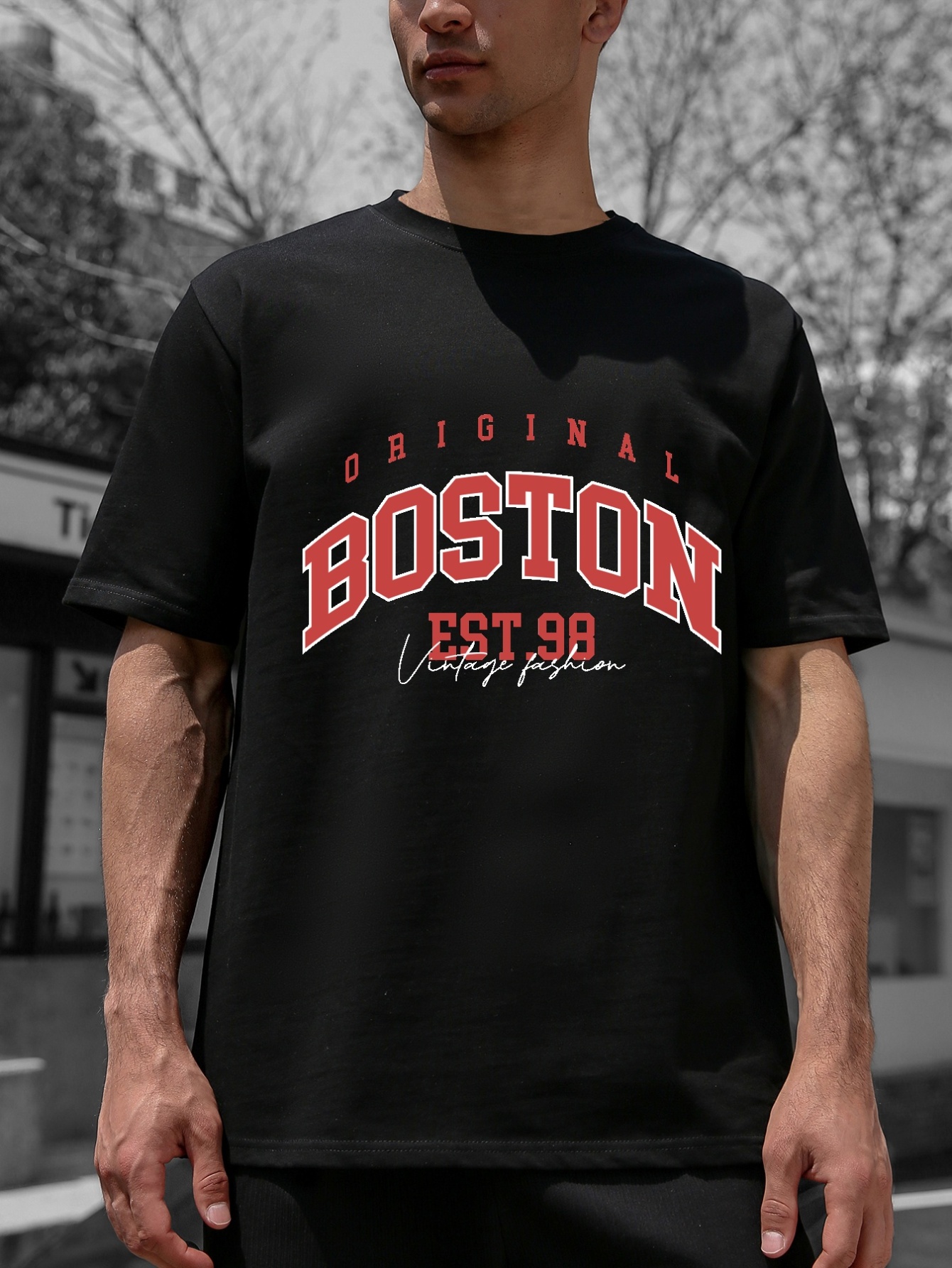 Boston sweatshirt with crew neck in maroon with gray Boston imprint