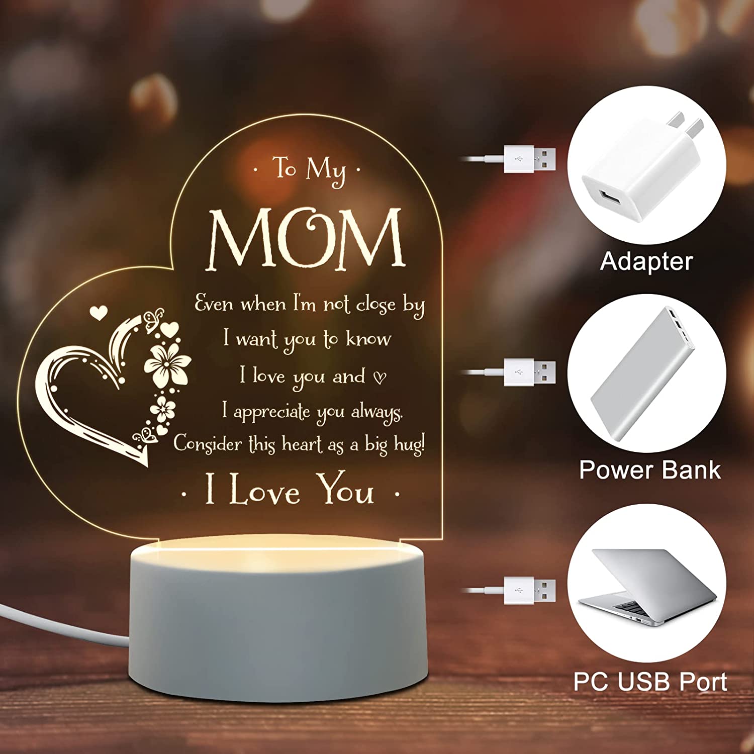 Christmas Gifts for Mom from Daughter Son- Mom Birthday Gifts Night Light