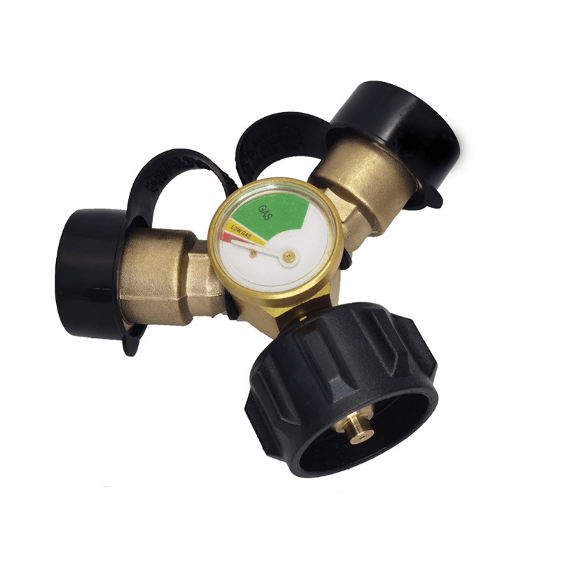 2 Way Propane LP Gas Tank Y Splitter Adapter with Gauge Connector for –  GrillPartsReplacement - Online BBQ Parts Retailer