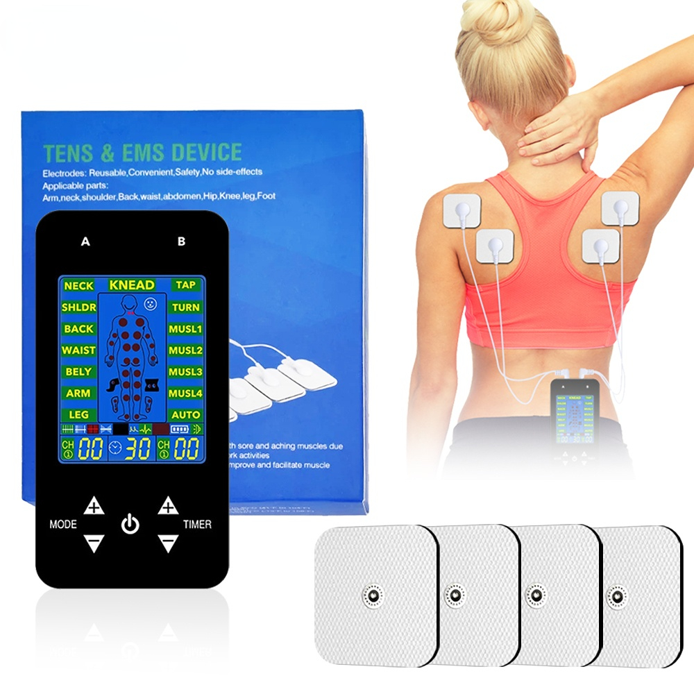 AUVON Dual Channel TENS Unit Muscle Stimulator with 20 Modes, Rechargeable  TENS Machine for Back/Neck/Lower Back/Leg/Muscle Pain Relief, with 4pcs 2