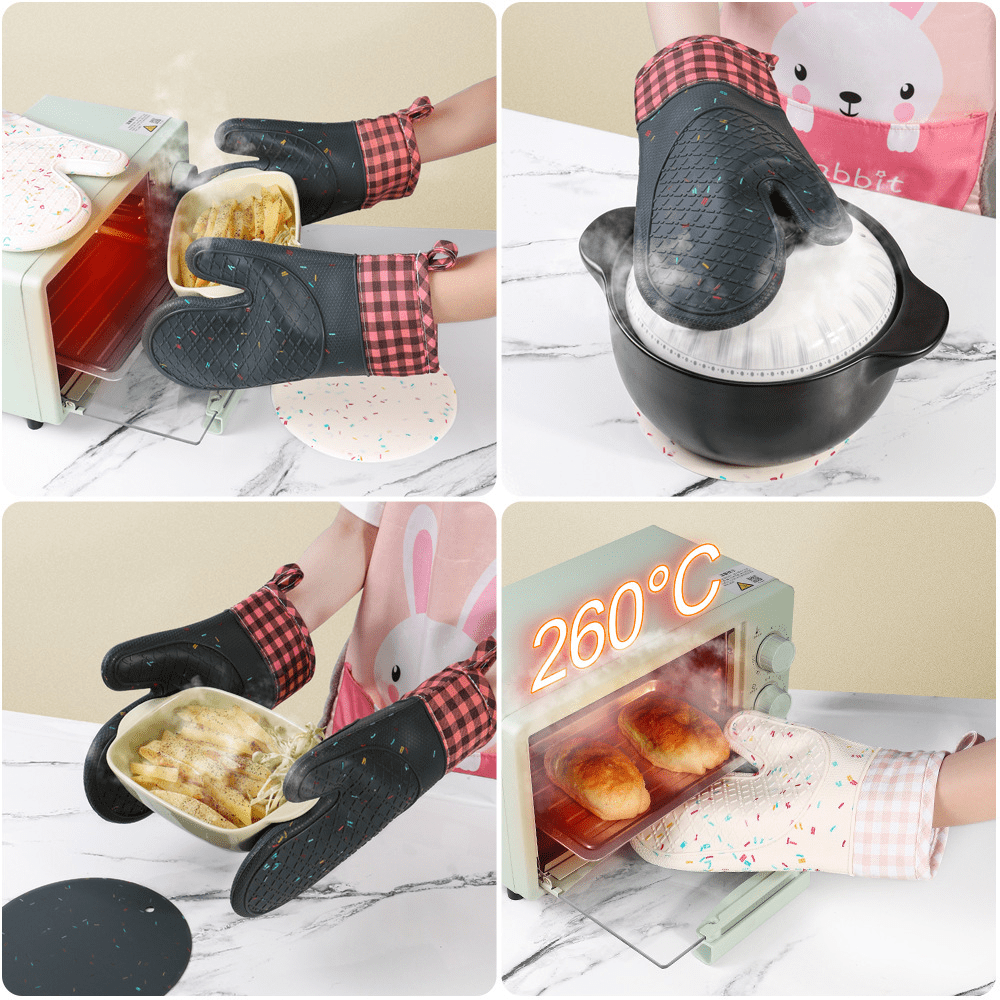 Silicone Oven Mitts Heat Resistant Thickening Silicone - Temu