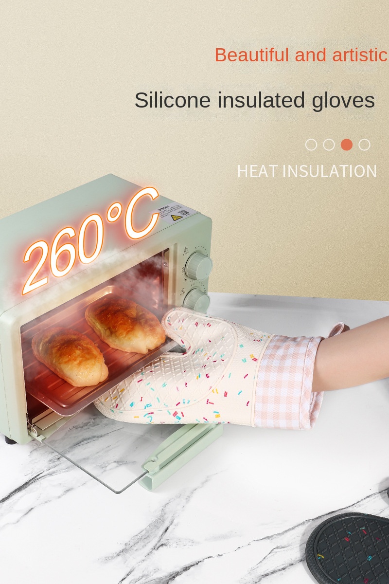 Kitchen Baking Protective Gear Microwave Oven Mitts Kitchen Gloves  Insulated Anti-Hot Mitts Gloves Potholders Oven Mitts