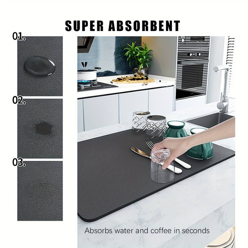 1pc Coffee Mat Coffee Bar Accessories Absorbent Dish Drying Mat For Kitchen  Counter Microfiber Fit Under Coffee Machine Coffee Pot