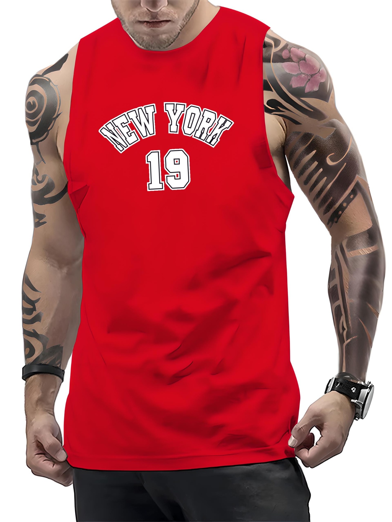 Men's A-shirt Tanks, 'new York 19' Print Singlet, Dry Fit