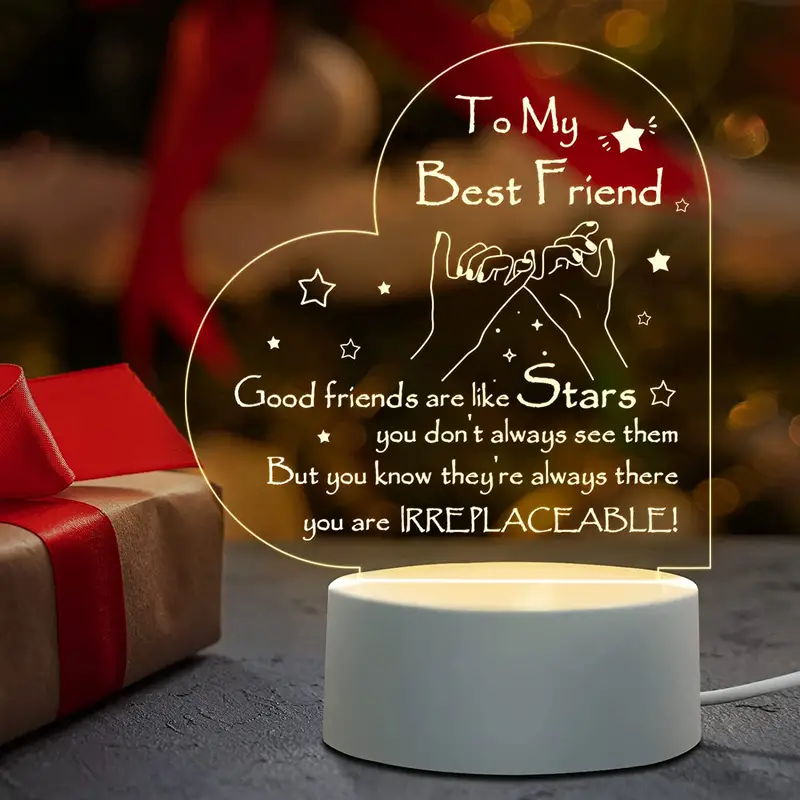 1pc Friendship Gifts For Women Friends - Engraved Night Light Gift For Best  Friend, BFF, Bestie, Friends Female, Girls, Friendship Lamp Present For Bi