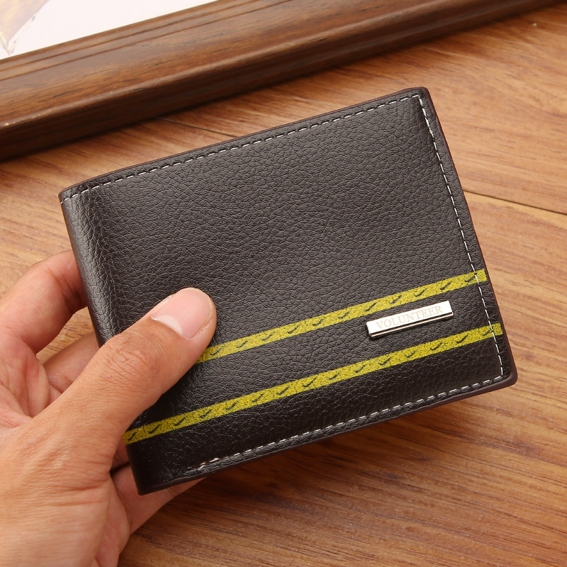 New Fashion Men's Short Wallet Horizontal Weave With Contrasting Colors  Wallet Fashion Student Wallet Light Luxury Wallet - Temu