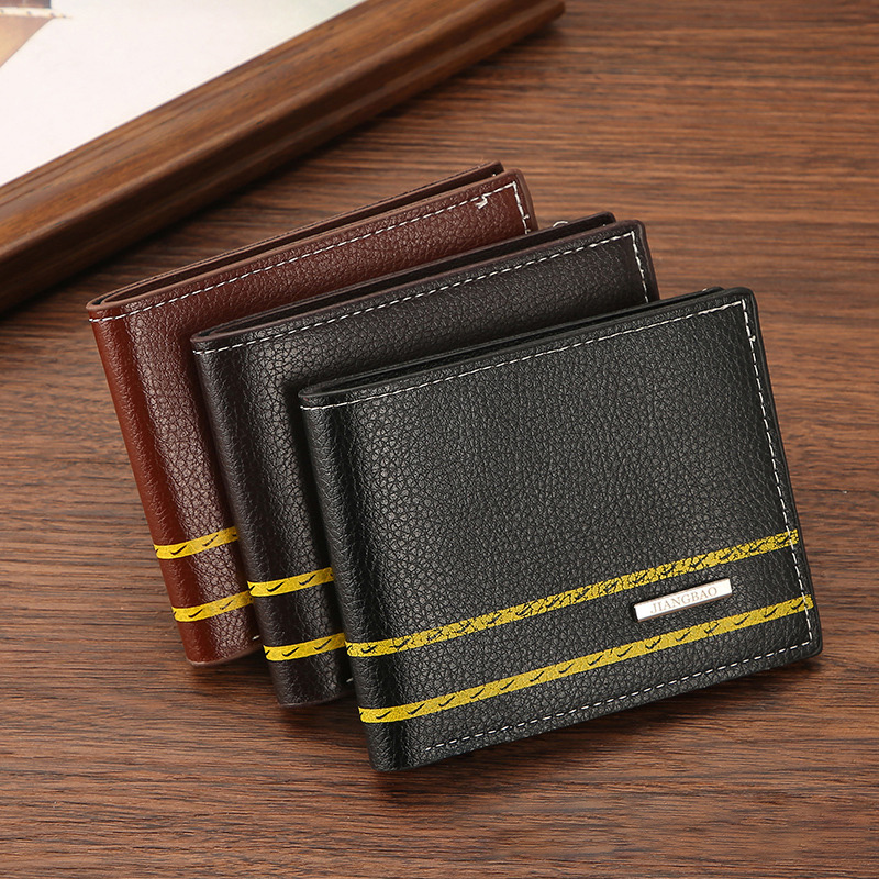 Men's Wallet Male Short Money Clip Male Youth Simple Fashion Multi-card  Lychee Pattern Horizontal Splicing Leather Clip - Temu