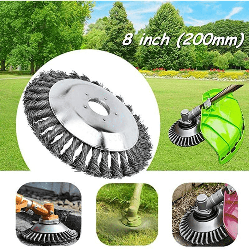 1pc steel wire wheel garden weed brush lawn mower grass eater trimmer brush cutter tools garden grass trimmer head weed brush details 6