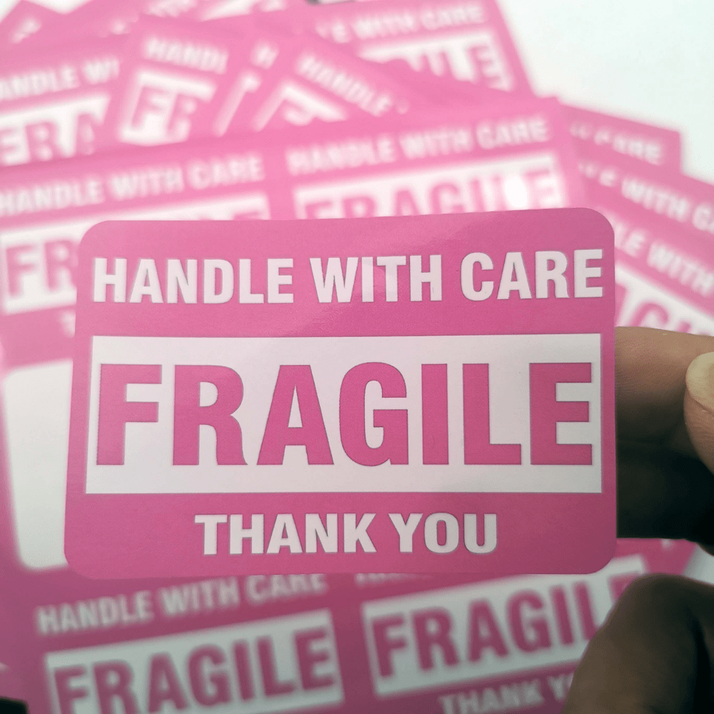 60 Pieces/10 Sheets 2" x 3" Black Fragile Stickers with "Please Handle with Care" and "Do Not Drop" Warning Labels, Permanent Adhesive for Shipping and Moving