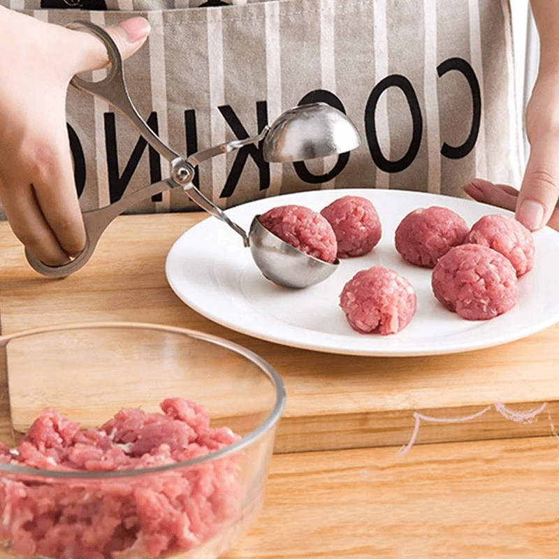 Meat Ballers Maker, Stainless Steel Rice Ball Making Tongs, Meatball Scoop,  Meatball Clip, None-stick Food Clip, Cookie Dough Scoop, Diy Fish Ball  Mold, Ice Cream Ball Makers, Kitchen Tools - Temu