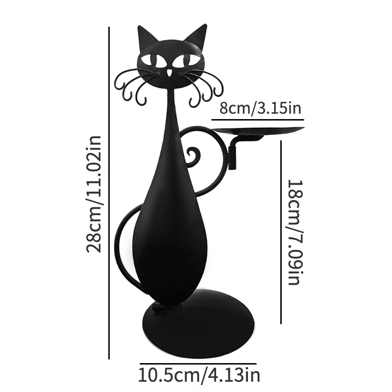 Figura Decorativa Gato Negro con Bandeja Dorada, Vaciabolsillos para  Entrada Recibidor Original y Divertido, Decoración Hallowee