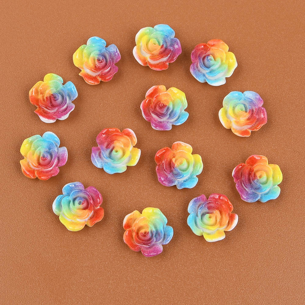 Image of 15-30pcs 1.2cm/0.47in Flatback Resin Flower For Setting, Bezel Tray Pendant Charms Jewelry Accessories For Wedding Decoration, Diy Phone Case