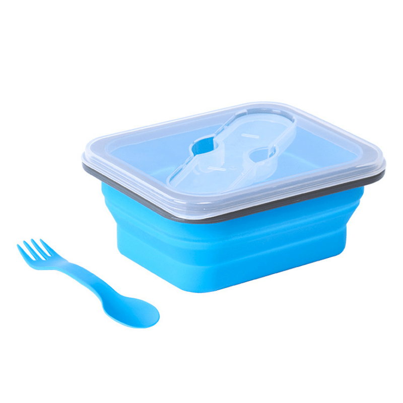 Collapsible Silicone Lunch Box with Fork & Spoon