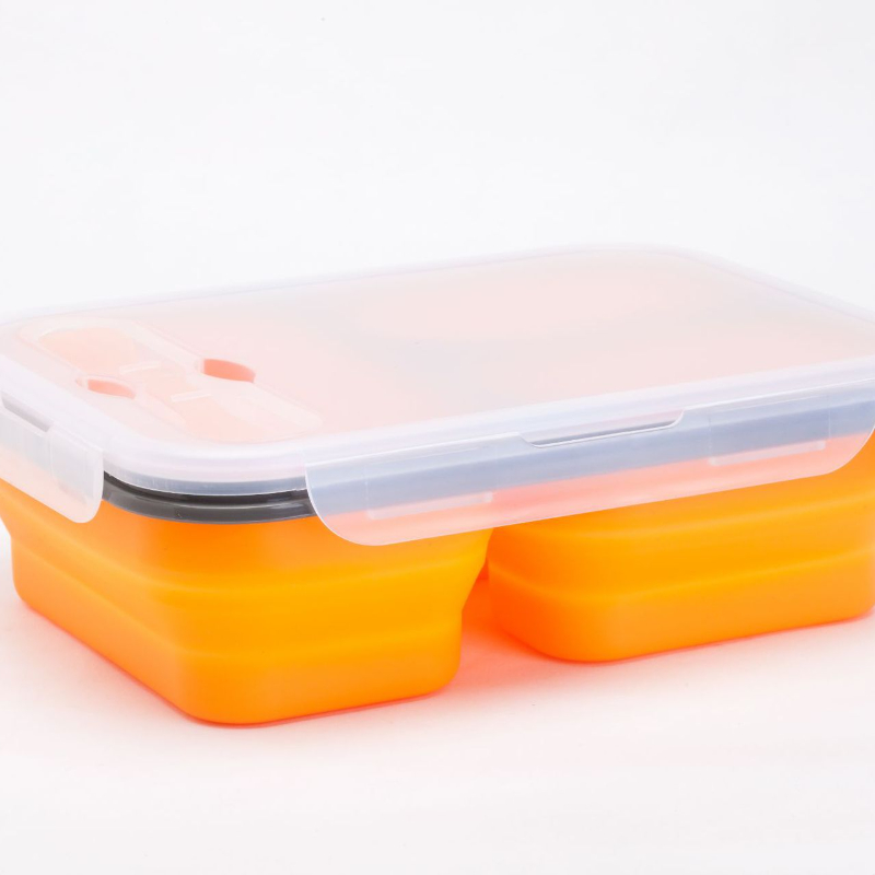 Bento Box Portátil Fiambrera Plegable de Silicona PVC Infantil Tupper Lunch  para Niños con Compartimentos 1200ml
