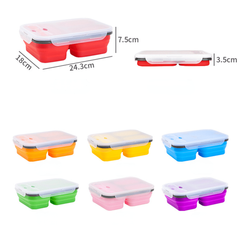 Three-compartment Silicone Folding Lunch Box, Fresh-keeping Sealed Box  Collapsible Lunch Box Food Storage Container, Portable Microwave Oven Box, Bento  Box, Picnic Camping Rectangle Outdoor Box - Temu