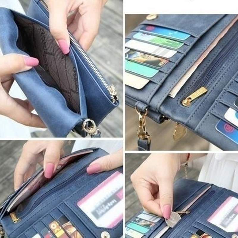 Bifold Long Wallet, Leather Clutch Women, Wristlet Wallet, Clutch