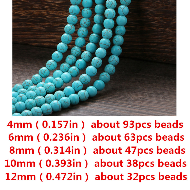 8mm Blue Turquoise Beads Round Gemstone Loose Beads for Jewelry Making (47-50Pcs/Strand)