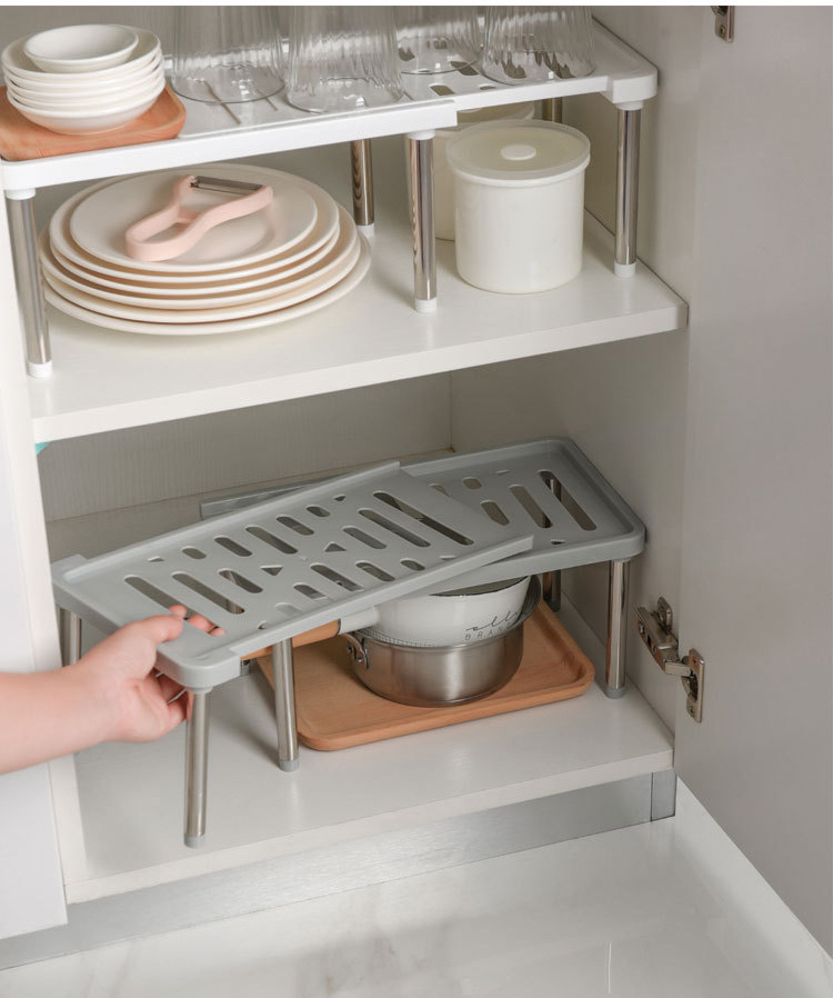 Expandable Cabinet Shelf Organizer, Kitchen Counter Shelf Rack, Under Sink  Storage Shelf, Countertop Storage Rack, Kitchen Accessories, White - Temu