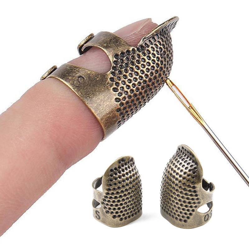 8 dedales de costura de trabajo a mano, anillos de dedal de costura de  metal ajustables, protector de dedo de dedal de costura, agujas de coser