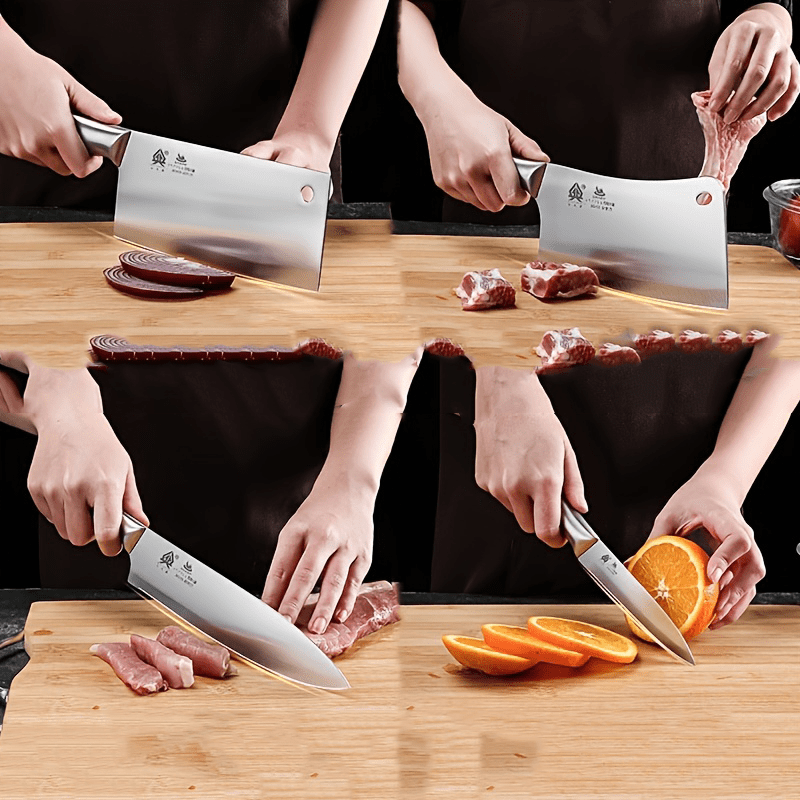 Set De Cuchillos De Cocina Con Portacuchillos Inoxidable Para Chef