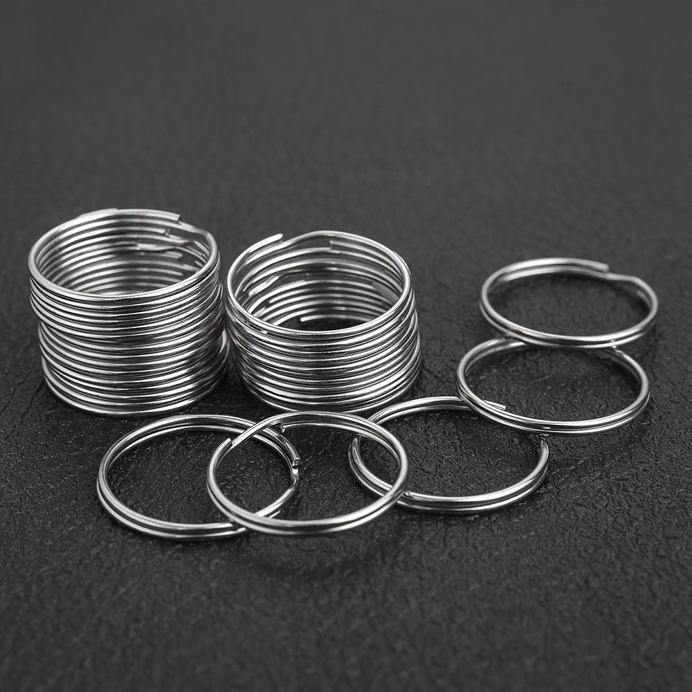 

100pcs/bag 2.5cm/0.98in Silver Plated Metal Blank Key Ring Keychain Split Ring Key Chain Key Ring Diy Jewelry Accessories