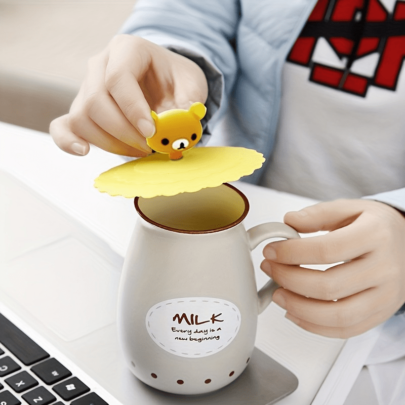 Creative Cartoon Silicone Cup Lids Designed To Prevent - Temu