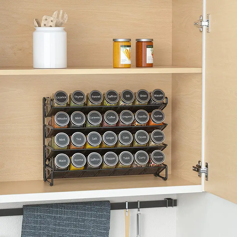 1 Set 4-tier Spice Rack Organizer For Cabinet, Countertop, Pantry, Cupboard  Or Door & Wall Mount, Kitchen Accessories, 13.4 W × 12.6 H(Not Included