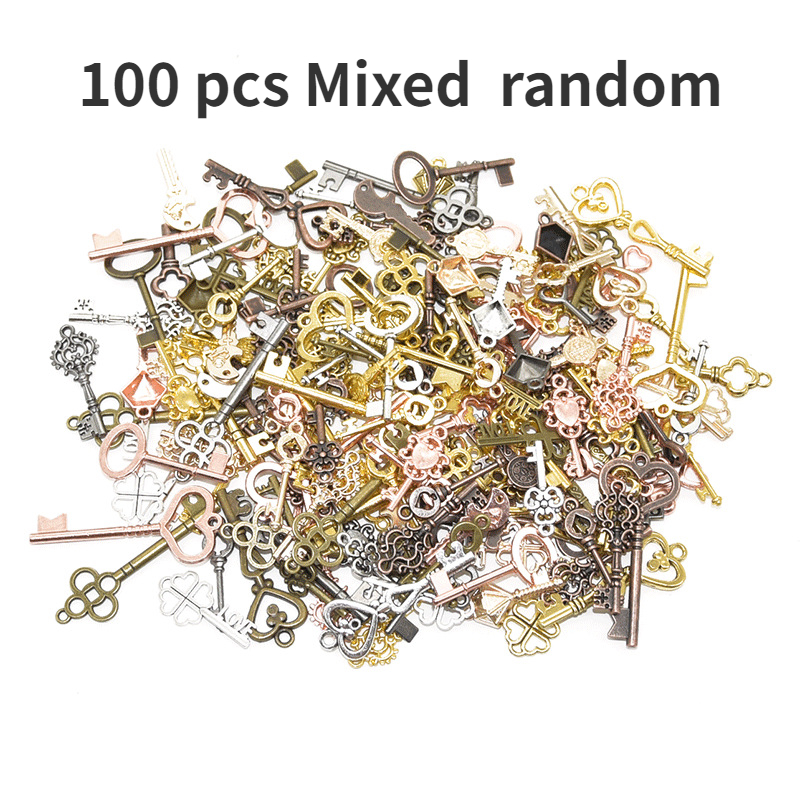 50pcs Assorted Alloy Necklace Pendants, Craft Mixed Keyring Earring  Bracelet Jewelry Making Charms Findings - Gold 
